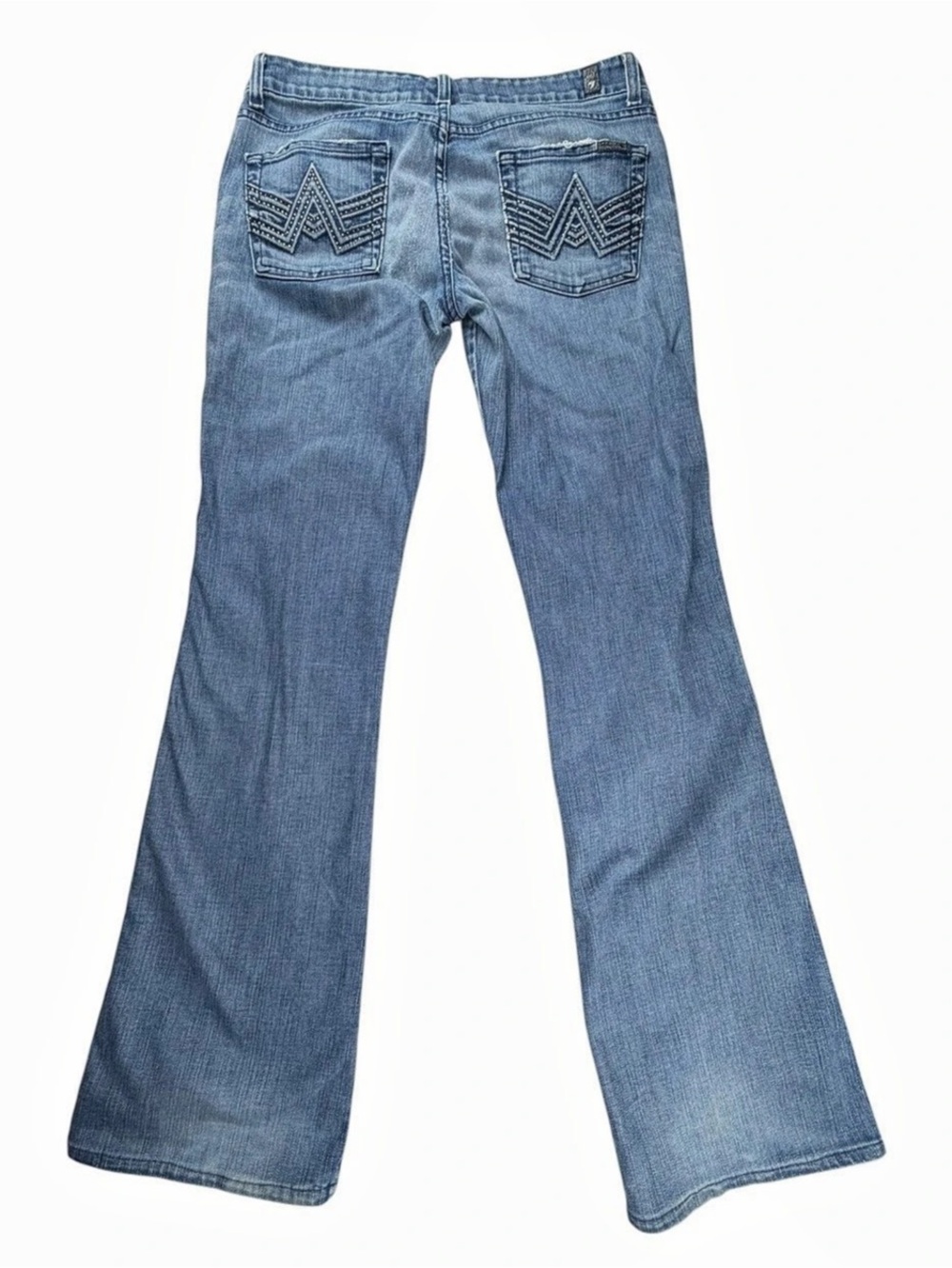 7 For All Of Mankind Y2K Embroidered Pocket Low-Rise Flare Med Wash Jeans 30